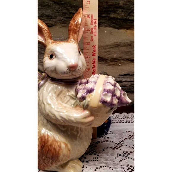 VTG Longaberger Teapot Springtime Floral Bouquet Bunny Rabbit Pottery No Chips - Picture 7 of 9